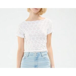 Philosophy White Geometric Short Sleeve Top
